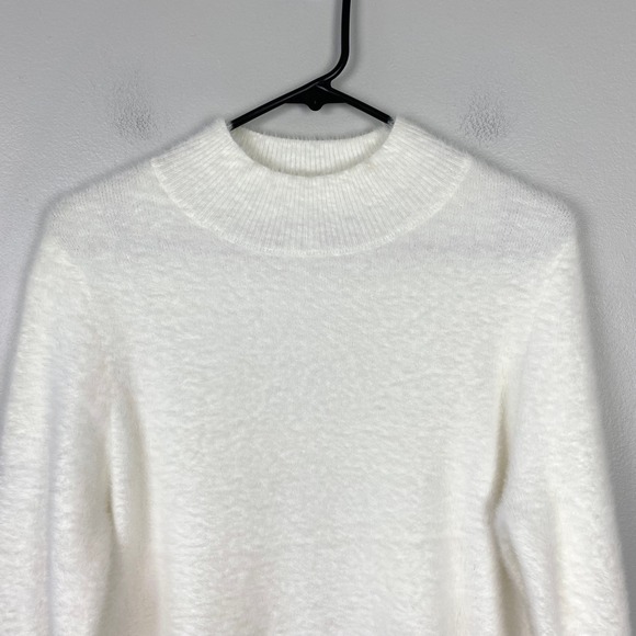 Bailey 44 Cream Fuzzy Mock Neck Sweater Pullover Super Soft Cozy Soft Girl Small - Picture 2 of 6